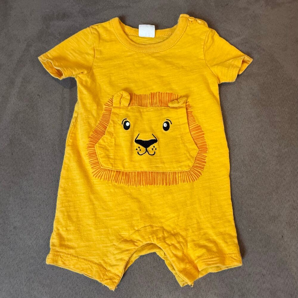 Starting Out Yellow Lion Romper 6 Months Cotton Baby Boy Shorts Outfit